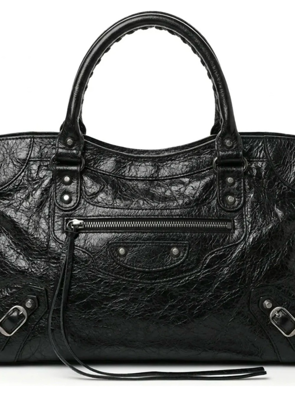 Black Leather Top-Handle Women's Satchel